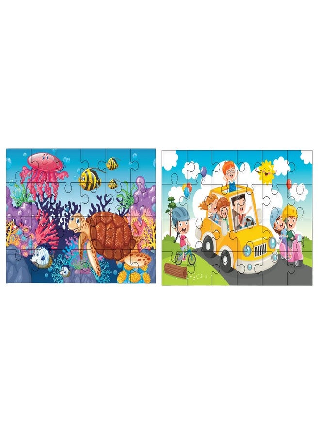 Khilonewale Combo of Wooden Aquatic Life Submarine & Transport Jigsaw Puzzles - 24-Piece Educational Ocean & Vehicle Puzzle Toy for Kids, Toddlers & Preschoolers - Image 1